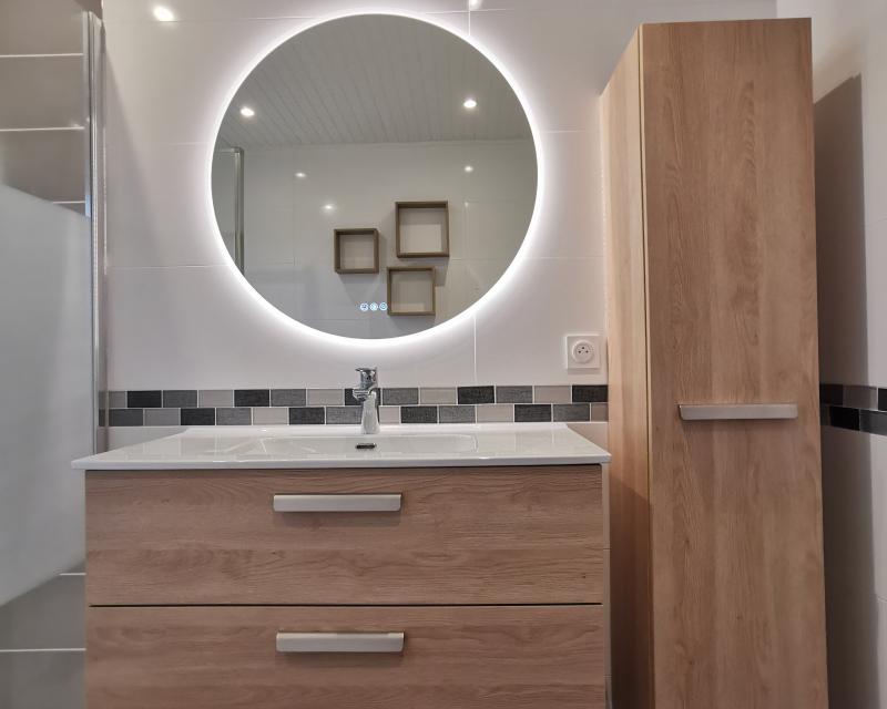 meuble, bois, miroir, colonne, faïence